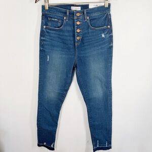 NWT Loft High Waist Blue Skinny Crop Jeans with Button Fly Size 29